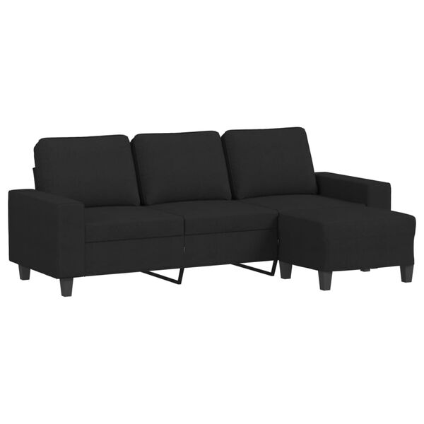 vidaXL 3-personers sofa med fodskammel 180 cm sort