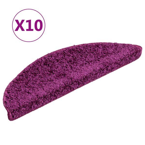 vidaXL trappemåtter 10 stk. 56x17x3 cm violet halvrund