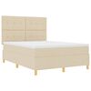 vidaXL LED Box Spring Bed med madras Creme 140 x 200 cm Stof