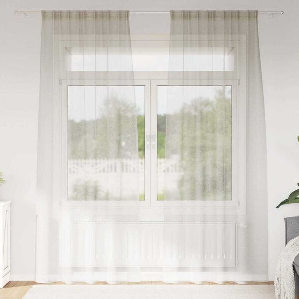 vidaXL Voile Gardin med gardiner 2 pcs Creme 245 x 140 cm Polyester