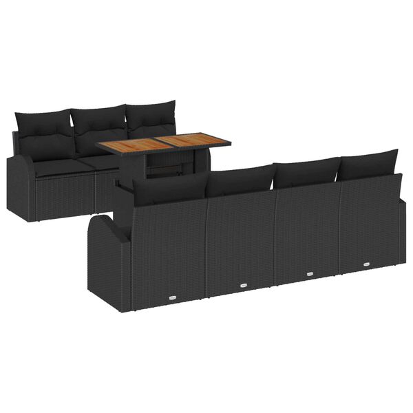 vidaXL Havesofa S&aelig;t med pude 8 pcs Sort