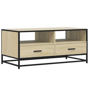 vidaXL sofabord 100x50x45 cm konstrueret tr&aelig; og metal sonoma-eg