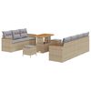 vidaXL Havesofa S&aelig;t 14 stk. 9-Antal s&aelig;der Beige og lys gr&aring; polyrattan
