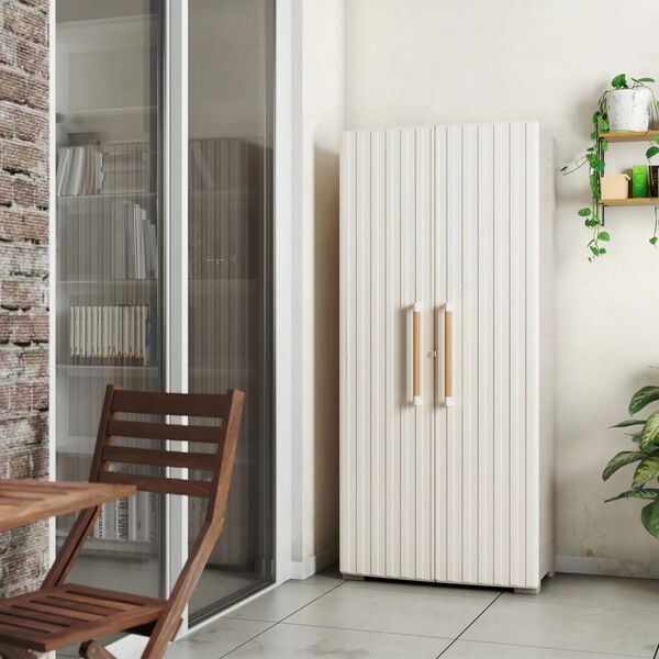 Keter multifunktionelt opbevaringsskab Groove beige og sandfarvet