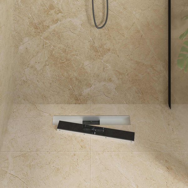 vidaXL Bruserafl&oslash;b med glasl&aring;g Sort 60 cm Rustfrit St&aring;l 304