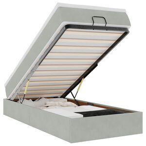 vidaXL osmannisk sengeramme med madras 100x200 cm fl&oslash;jl lysegr&aring;