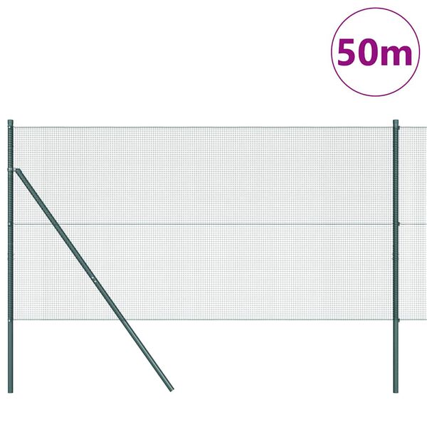 vidaXL Hegnsp&aelig;l Gr&oslash;n 50 x 1,2 m (12 x 12 mm mesh) St&aring;l og PVC