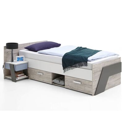 FMD sengebord med 1 skuffe 34,2x39x69 cm sandfarvet egetræsfarve