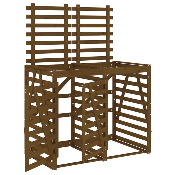 vidaXL dobbelt skraldespandsskjuler massivt fyrretr&aelig; gyldenbrun