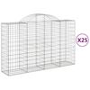 vidaXL buede gabionkurve 25 stk. 200x50x120/140 cm galvaniseret jern
