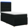 vidaXL LED boksmadrasseng med madras Sort 90 x 200 cm Stof