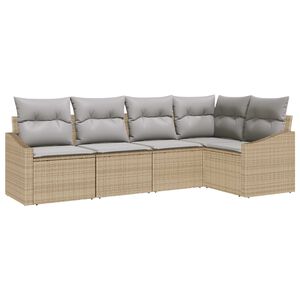 vidaXL Havesofa S&aelig;t 5 stk. Beige og lys gr&aring; polyrattan