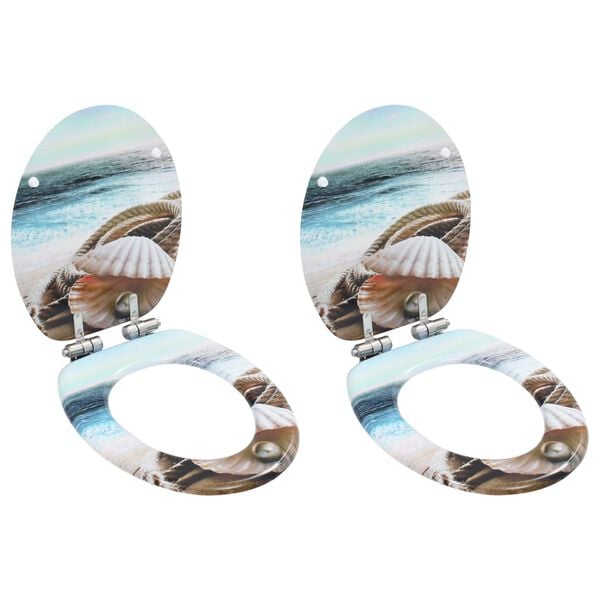 vidaXL toilets&aelig;der 2 stk. med soft close-l&aring;g MDF muslingeskalsdesign