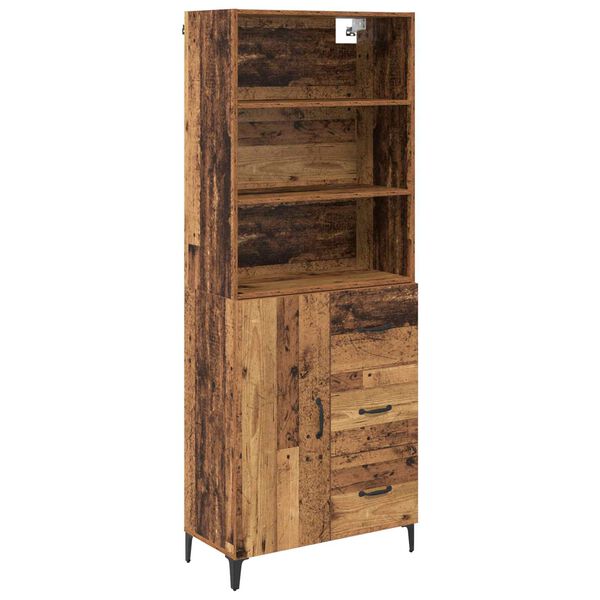vidaXL Highboard Gammelt tr&aelig; 69,5 x 34 x 180 cm Konstrueret tr&aelig;