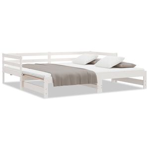 vidaXL daybed med udtræk 2x(90x200) cm massivt fyrretræ hvid