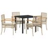 vidaXL Have Spisebordss&aelig;t 5 stk. Beige og sort Rattan