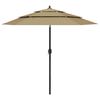 vidaXL parasol 2,5 m aluminiumsstang 3 niveauer gr&aring;brun