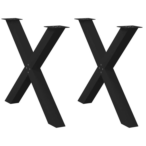 vidaXL spisebordsben X-formet 2 stk. sort 90 x (72-73) cm st&aring;l