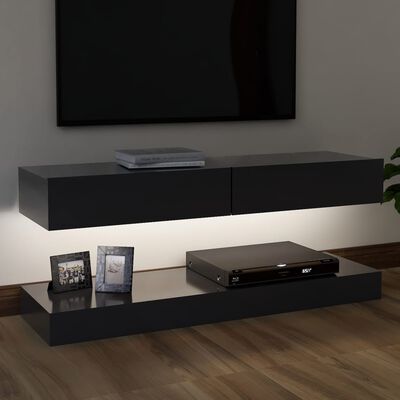 vidaXL tv-skab med LED-lys 120x35 cm grå