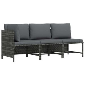 vidaXL lounges&aelig;t til haven 3 dele med hynder polyrattan gr&aring;