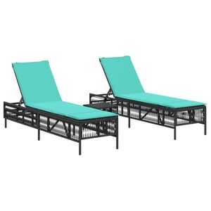 vidaXL liggestole 2 stk. med bord sort polyrattan