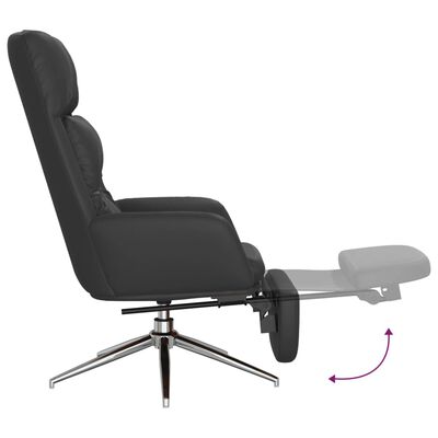vidaXL lænestol med fodstøtte ægte læder og kunstlæder sort