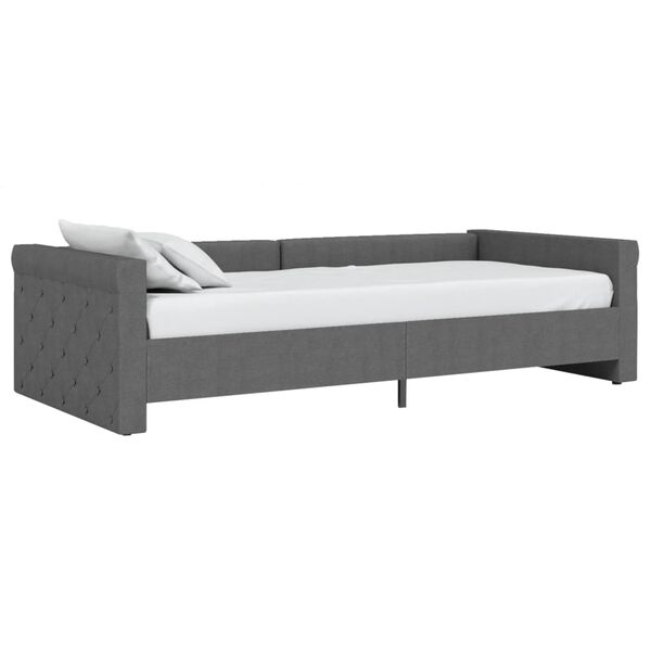 vidaXL daybed med madras og USB 90x200 cm stof m&oslash;rkegr&aring;