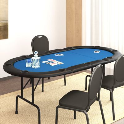 vidaXL foldbart pokerbordplade 10 pers. 206x106x75 cm blå