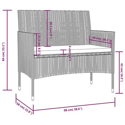 vidaXL loungesæt til haven 16 dele med hynder polyrattan grå