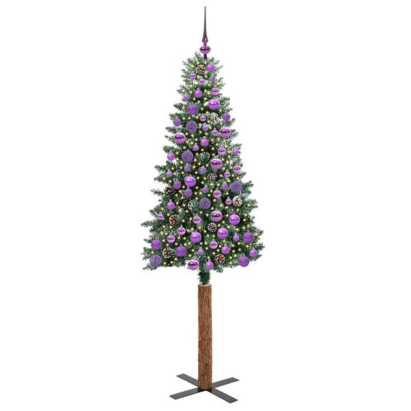 vidaXL Slankt Juletr&aelig; med stativ Gr&oslash;n 180 cm PVC og Massiv Fyrretr&aelig;