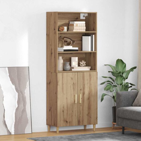 vidaXL Highboard Artisan Egetr&aelig; 69,5 x 32,5 x 180 cm Konstrueret tr&aelig;