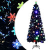 vidaXL juletr&aelig; med LED-snefnug 240 cm fiberoptik sort