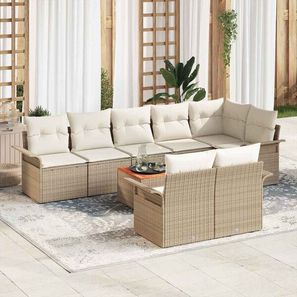 vidaXL Havesofa S&aelig;t med opbevaring 9 pcs Beige og creme polyrattan