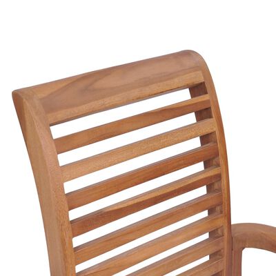 vidaXL spisebordsstole 2 stk. med antracitgrå hynder massivt teaktræ