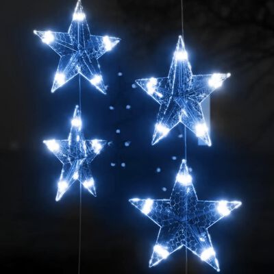 vidaXL LED-lysgardin med stjerner 500 LED'er 8 funktioner blåt lys