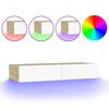vidaXL tv-bord med LED-lys 90x35x15,5 cm hvid og sonoma-eg