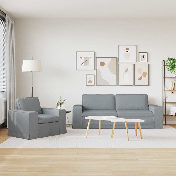 vidaXL Sofa 2 pcs Lysegr&aring;