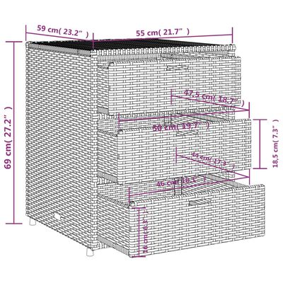 vidaXL opbevaringsskab til haven 55x59x69 cm polyrattan grå