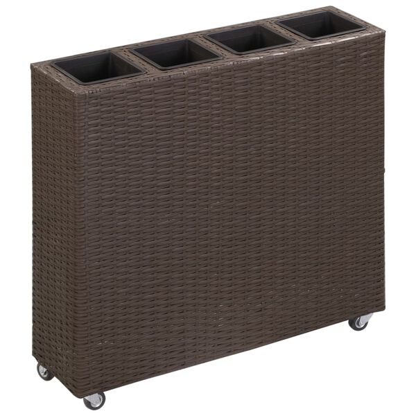 vidaXL h&aelig;vet plantekasse med 4 krukker 80x22x79 cm polyrattan brun