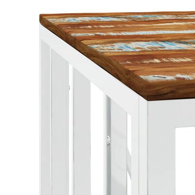 vidaXL sofabord rustfrit stål og massivt genbrugstræ sølvfarvet