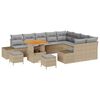 vidaXL Havesofa Sæt med pude med opbevaring 12 pcs Beige Poly rattan