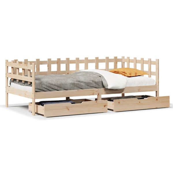 vidaXL daybed med skuffer 90x200 cm massivt fyrretræ
