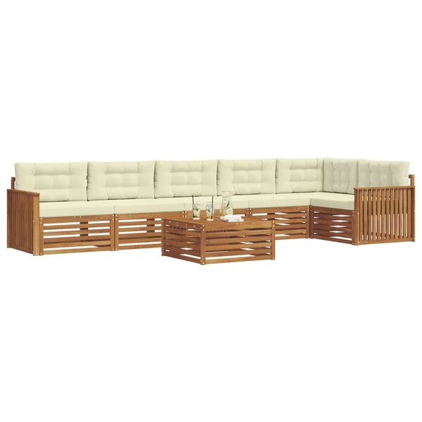 vidaXL Udend&oslash;rs sofagruppe med pude 7 pcs Naturlig og Fl&oslash;de