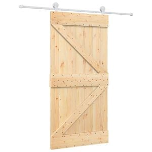 vidaXL Skyded&oslash;r 100 x 210 cm Massivt fyrretr&aelig; Natur og hvid