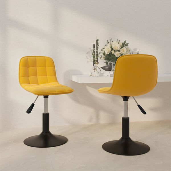 vidaXL drejelige spisebordsstole 2 stk. fl&oslash;jl sennepsgul