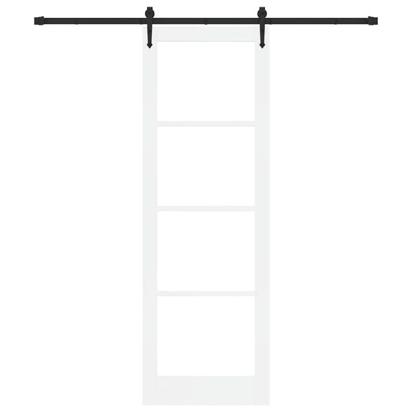 vidaXL Skyded&oslash;r ORKDAL Hvid 78 x 232 cm Massivt fyrretr&aelig; og glas