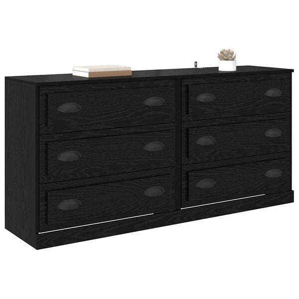 vidaXL Sideboards 2 pcs Sort eg 70 x 35,5 x 67,5 cm Konstrueret tr&aelig;