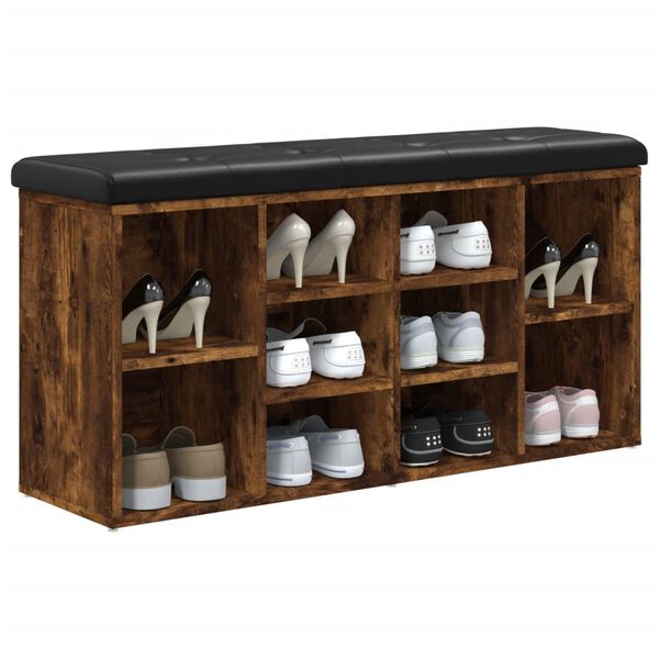 vidaXL skobænk 102x32x50 cm konstrueret træ røget egetræsfarve