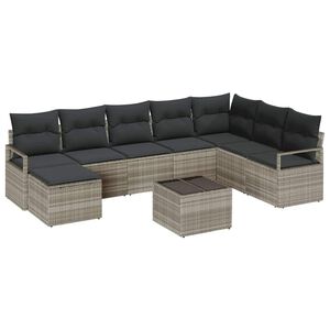 vidaXL Sofa S&aelig;t med pude 8 pcs Lysegr&aring; polyrattan