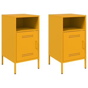 vidaXL sengeborde 2 stk. 36x39x68 cm st&aring;l sennepsgul